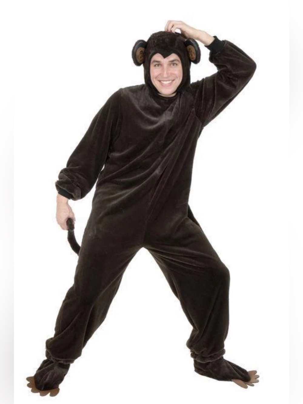 CHARADES UNISEX BROWN PLUSH MONKEY HALLOWEEN COSTUME MEN'S XL 46-48